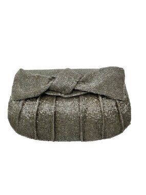 MMS Brands Silver Beaded Clutch Bag